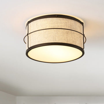 Evan 14" Rustic Farmhouse Iron LED Flush Mount - JONATHAN Y